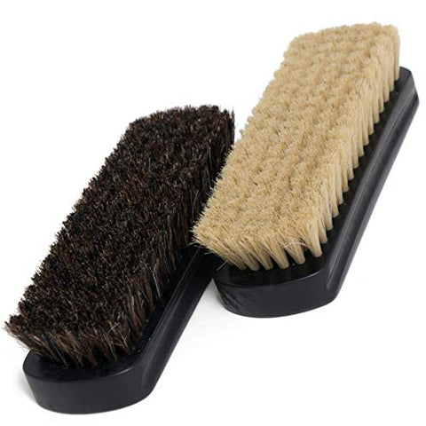 7" Horsehair Shoe Brushes (2pcs) – 2 Color Hair Made for Light & Dark Shoes or Boots